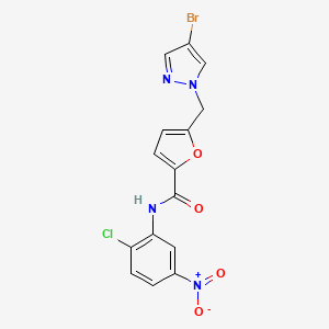 molecular formula C15H10BrClN4O4 B4341835 5-[(4-bromo-1H-pyrazol-1-yl)methyl]-N-(2-chloro-5-nitrophenyl)-2-furamide 