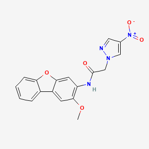 molecular formula C18H14N4O5 B4341866 N-(2-methoxydibenzo[b,d]furan-3-yl)-2-(4-nitro-1H-pyrazol-1-yl)acetamide 