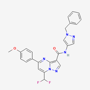 molecular formula C25H20F2N6O2 B4341934 N-(1-benzyl-1H-pyrazol-4-yl)-7-(difluoromethyl)-5-(4-methoxyphenyl)pyrazolo[1,5-a]pyrimidine-3-carboxamide 