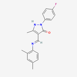 molecular formula C19H18FN3O B4341948 (4Z)-4-{[(2,4-dimethylphenyl)amino]methylidene}-2-(4-fluorophenyl)-5-methyl-2,4-dihydro-3H-pyrazol-3-one 