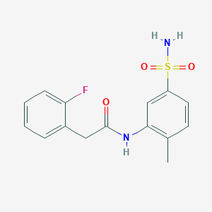 molecular formula C15H15FN2O3S B4341961 2-(2-fluorophenyl)-N-(2-methyl-5-sulfamoylphenyl)acetamide 