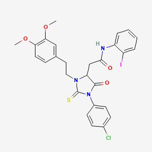 molecular formula C27H25ClIN3O4S B4341986 2-[1-(4-CHLOROPHENYL)-3-(3,4-DIMETHOXYPHENETHYL)-5-OXO-2-THIOXO-4-IMIDAZOLIDINYL]-N-(2-IODOPHENYL)ACETAMIDE 