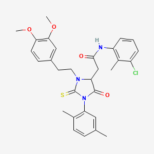 N-(3-chloro-2-methylphenyl)-2-[3-[2-(3,4-dimethoxyphenyl)ethyl]-1-(2,5-dimethylphenyl)-5-oxo-2-thioxo-4-imidazolidinyl]acetamide