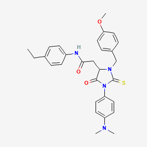 molecular formula C29H32N4O3S B4342009 2-[1-[4-(dimethylamino)phenyl]-3-(4-methoxybenzyl)-5-oxo-2-thioxo-4-imidazolidinyl]-N-(4-ethylphenyl)acetamide 