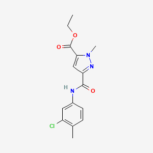 molecular formula C15H16ClN3O3 B4342027 ETHYL 3-[(3-CHLORO-4-METHYLANILINO)CARBONYL]-1-METHYL-1H-PYRAZOLE-5-CARBOXYLATE 