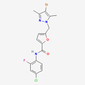 5-[(4-bromo-3,5-dimethyl-1H-pyrazol-1-yl)methyl]-N-(4-chloro-2-fluorophenyl)-2-furamide