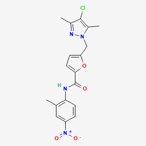 molecular formula C18H17ClN4O4 B4342120 5-[(4-chloro-3,5-dimethyl-1H-pyrazol-1-yl)methyl]-N-(2-methyl-4-nitrophenyl)-2-furamide 