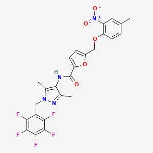 molecular formula C25H19F5N4O5 B4342159 N-[3,5-DIMETHYL-1-(2,3,4,5,6-PENTAFLUOROBENZYL)-1H-PYRAZOL-4-YL]-5-[(4-METHYL-2-NITROPHENOXY)METHYL]-2-FURAMIDE 