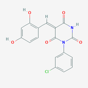 1-(3-chlorophenyl)-5-(2,4-dihydroxybenzylidene)-2,4,6(1H,3H,5H)-pyrimidinetrione