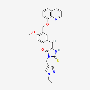 molecular formula C27H25N5O3S B4342215 3-[(1-ETHYL-1H-PYRAZOL-4-YL)METHYL]-5-((E)-1-{4-METHOXY-3-[(8-QUINOLYLOXY)METHYL]PHENYL}METHYLIDENE)-2-SULFANYL-3,5-DIHYDRO-4H-IMIDAZOL-4-ONE 