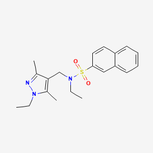 molecular formula C20H25N3O2S B4342327 N-ethyl-N-[(1-ethyl-3,5-dimethyl-1H-pyrazol-4-yl)methyl]-2-naphthalenesulfonamide 