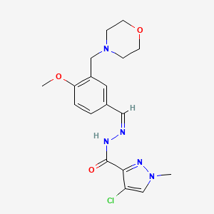 molecular formula C18H22ClN5O3 B4342330 4-CHLORO-N'-{(Z)-1-[4-METHOXY-3-(MORPHOLINOMETHYL)PHENYL]METHYLIDENE}-1-METHYL-1H-PYRAZOLE-3-CARBOHYDRAZIDE 