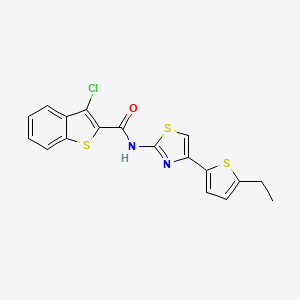 molecular formula C18H13ClN2OS3 B4342364 3-chloro-N-[4-(5-ethyl-2-thienyl)-1,3-thiazol-2-yl]-1-benzothiophene-2-carboxamide 