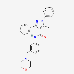 molecular formula C28H28N4O2 B4342392 5-METHYL-N-[3-(MORPHOLINOMETHYL)PHENYL]-1,3-DIPHENYL-1H-PYRAZOLE-4-CARBOXAMIDE 