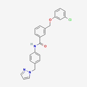 3-[(3-chlorophenoxy)methyl]-N-[4-(1H-pyrazol-1-ylmethyl)phenyl]benzamide