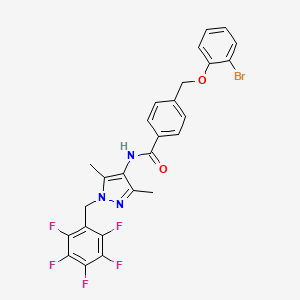 molecular formula C26H19BrF5N3O2 B4342416 4-[(2-BROMOPHENOXY)METHYL]-N-[3,5-DIMETHYL-1-(2,3,4,5,6-PENTAFLUOROBENZYL)-1H-PYRAZOL-4-YL]BENZAMIDE 