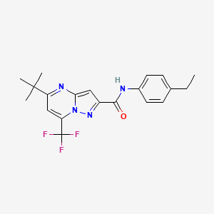 molecular formula C20H21F3N4O B4342437 5-(TERT-BUTYL)-N-(4-ETHYLPHENYL)-7-(TRIFLUOROMETHYL)PYRAZOLO[1,5-A]PYRIMIDINE-2-CARBOXAMIDE 