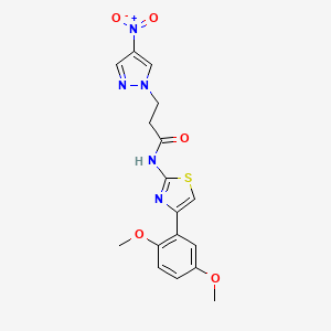 molecular formula C17H17N5O5S B4342460 N~1~-[4-(2,5-DIMETHOXYPHENYL)-1,3-THIAZOL-2-YL]-3-(4-NITRO-1H-PYRAZOL-1-YL)PROPANAMIDE 