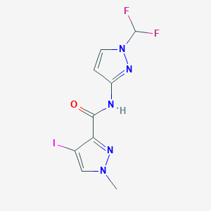 molecular formula C9H8F2IN5O B4342520 N-[1-(difluoromethyl)-1H-pyrazol-3-yl]-4-iodo-1-methyl-1H-pyrazole-3-carboxamide 