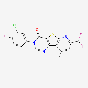 5-(3-chloro-4-fluorophenyl)-11-(difluoromethyl)-13-methyl-8-thia-3,5,10-triazatricyclo[7.4.0.02,7]trideca-1(9),2(7),3,10,12-pentaen-6-one