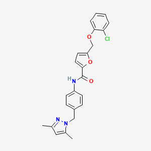 molecular formula C24H22ClN3O3 B4342578 5-[(2-chlorophenoxy)methyl]-N-{4-[(3,5-dimethyl-1H-pyrazol-1-yl)methyl]phenyl}-2-furamide 