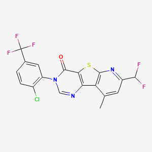 molecular formula C18H9ClF5N3OS B4342600 5-[2-chloro-5-(trifluoromethyl)phenyl]-11-(difluoromethyl)-13-methyl-8-thia-3,5,10-triazatricyclo[7.4.0.02,7]trideca-1(9),2(7),3,10,12-pentaen-6-one 