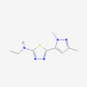 molecular formula C9H13N5S B4342608 N-[5-(1,3-DIMETHYL-1H-PYRAZOL-5-YL)-1,3,4-THIADIAZOL-2-YL]-N-ETHYLAMINE 