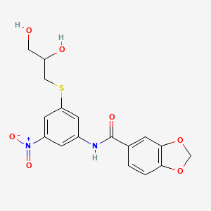 N-{3-[(2,3-dihydroxypropyl)sulfanyl]-5-nitrophenyl}-1,3-benzodioxole-5-carboxamide