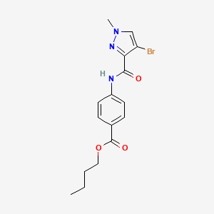 molecular formula C16H18BrN3O3 B4342634 butyl 4-{[(4-bromo-1-methyl-1H-pyrazol-3-yl)carbonyl]amino}benzoate 