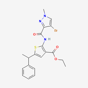 molecular formula C20H20BrN3O3S B4342644 ethyl 2-{[(4-bromo-1-methyl-1H-pyrazol-3-yl)carbonyl]amino}-5-(1-phenylethyl)-3-thiophenecarboxylate 