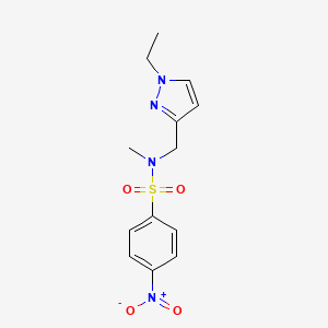 molecular formula C13H16N4O4S B4342685 N-[(1-ETHYL-1H-PYRAZOL-3-YL)METHYL]-N-METHYL-4-NITRO-1-BENZENESULFONAMIDE 