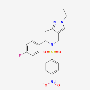 molecular formula C20H21FN4O4S B4342712 N-[(1-ETHYL-3-METHYL-1H-PYRAZOL-4-YL)METHYL]-N-(4-FLUOROBENZYL)-4-NITRO-1-BENZENESULFONAMIDE 