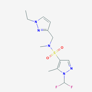 molecular formula C12H17F2N5O2S B4342731 1-(DIFLUOROMETHYL)-N~4~-[(1-ETHYL-1H-PYRAZOL-3-YL)METHYL]-N~4~,5-DIMETHYL-1H-PYRAZOLE-4-SULFONAMIDE 