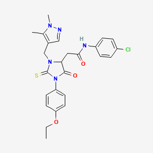 N-(4-chlorophenyl)-2-[3-[(1,5-dimethyl-1H-pyrazol-4-yl)methyl]-1-(4-ethoxyphenyl)-5-oxo-2-thioxo-4-imidazolidinyl]acetamide