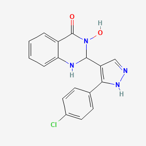 molecular formula C17H13ClN4O2 B4342883 2-[3-(4-chlorophenyl)-1H-pyrazol-4-yl]-3-hydroxy-2,3-dihydro-4(1H)-quinazolinone 