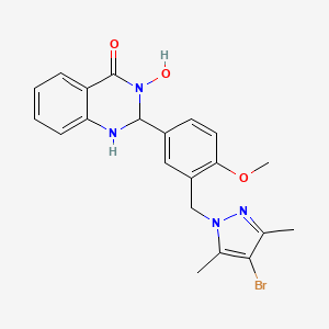 2-{3-[(4-bromo-3,5-dimethyl-1H-pyrazol-1-yl)methyl]-4-methoxyphenyl}-3-hydroxy-2,3-dihydro-4(1H)-quinazolinone