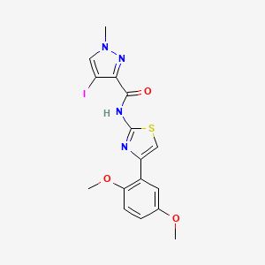 molecular formula C16H15IN4O3S B4342926 N-[4-(2,5-dimethoxyphenyl)-1,3-thiazol-2-yl]-4-iodo-1-methyl-1H-pyrazole-3-carboxamide 