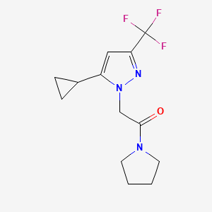 molecular formula C13H16F3N3O B4342967 5-cyclopropyl-1-[2-oxo-2-(1-pyrrolidinyl)ethyl]-3-(trifluoromethyl)-1H-pyrazole 