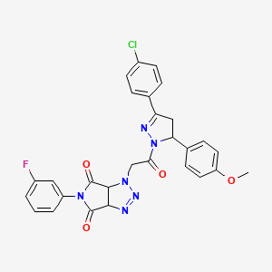 1-{2-[3-(4-chlorophenyl)-5-(4-methoxyphenyl)-4,5-dihydro-1H-pyrazol-1-yl]-2-oxoethyl}-5-(3-fluorophenyl)-3a,6a-dihydropyrrolo[3,4-d][1,2,3]triazole-4,6(1H,5H)-dione