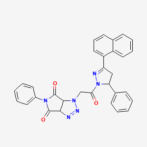 molecular formula C31H24N6O3 B4343003 1-{2-[3-(1-naphthyl)-5-phenyl-4,5-dihydro-1H-pyrazol-1-yl]-2-oxoethyl}-5-phenyl-3a,6a-dihydropyrrolo[3,4-d][1,2,3]triazole-4,6(1H,5H)-dione 