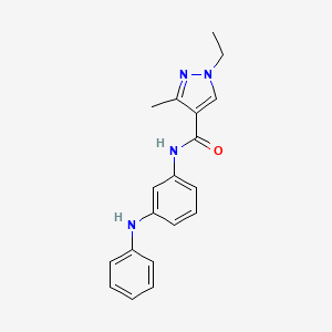 molecular formula C19H20N4O B4343035 N-(3-anilinophenyl)-1-ethyl-3-methyl-1H-pyrazole-4-carboxamide 