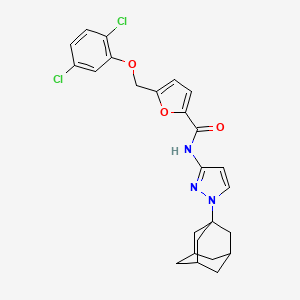 molecular formula C25H25Cl2N3O3 B4343050 N-[1-(1-adamantyl)-1H-pyrazol-3-yl]-5-[(2,5-dichlorophenoxy)methyl]-2-furamide 