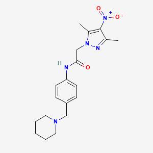 molecular formula C19H25N5O3 B4343119 2-(3,5-dimethyl-4-nitro-1H-pyrazol-1-yl)-N-[4-(1-piperidinylmethyl)phenyl]acetamide 