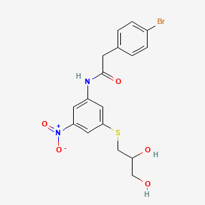 2-(4-bromophenyl)-N-{3-[(2,3-dihydroxypropyl)sulfanyl]-5-nitrophenyl}acetamide