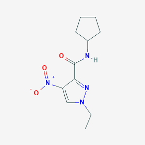 molecular formula C11H16N4O3 B4343169 N-cyclopentyl-1-ethyl-4-nitro-1H-pyrazole-3-carboxamide 