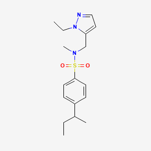 molecular formula C17H25N3O2S B4343195 4-(SEC-BUTYL)-N-[(1-ETHYL-1H-PYRAZOL-5-YL)METHYL]-N-METHYL-1-BENZENESULFONAMIDE 