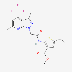 METHYL 2-({2-[3,6-DIMETHYL-4-(TRIFLUOROMETHYL)-1H-PYRAZOLO[3,4-B]PYRIDIN-1-YL]ACETYL}AMINO)-5-ETHYL-3-THIOPHENECARBOXYLATE