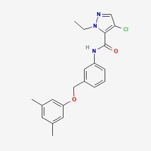 molecular formula C21H22ClN3O2 B4343377 4-chloro-N-{3-[(3,5-dimethylphenoxy)methyl]phenyl}-1-ethyl-1H-pyrazole-5-carboxamide 