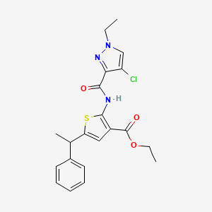 ethyl 2-{[(4-chloro-1-ethyl-1H-pyrazol-3-yl)carbonyl]amino}-5-(1-phenylethyl)-3-thiophenecarboxylate