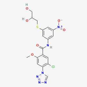 5-CHLORO-N-{3-[(2,3-DIHYDROXYPROPYL)SULFANYL]-5-NITROPHENYL}-2-METHOXY-4-(1H-1,2,3,4-TETRAAZOL-1-YL)BENZAMIDE